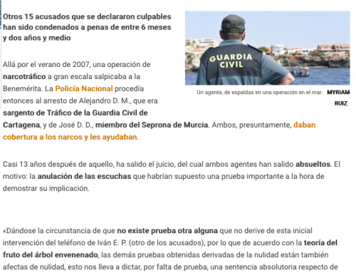 ABSUELVEN A DOS GUARDIAS CIVILES DE COLABORAR CON UNA RED DE NARCOS